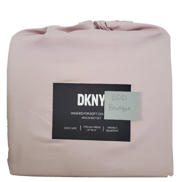DKNY Light Pink King Sheet Set - Picture 1 of 6
